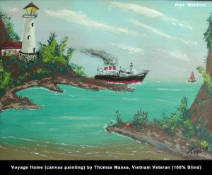 Voyage Home (canvas painting) by Thomas Massa, Vietnam Veteran (100% blind)